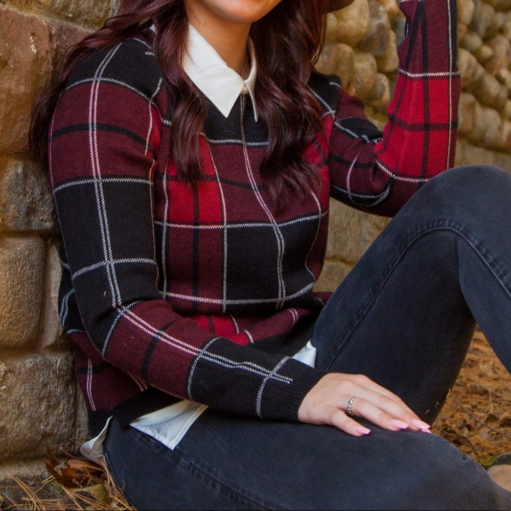 Plaid thick comfy shirt with white collar